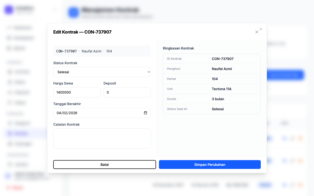 Form Edit Kontrak